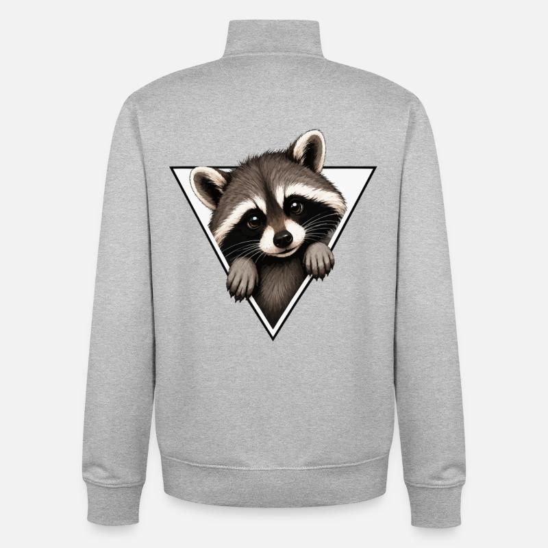 Waschbär im Dreieck - Unisex Organic Zip Sweatshirt von Stanley/Stella - Grau meliert