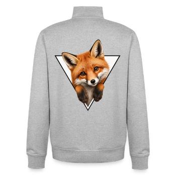 Fuchs im Dreieck-Illustration - Unisex Organic Zip Sweatshirt von Stanley/Stella - Grau meliert - Hinten - AI Model Male 185 light (185cm)