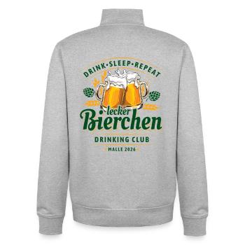 Malle 2026 - Lecker Bierchen Drinking Club - Unisex Organic Zip Sweatshirt von Stanley/Stella - Grau meliert - Hinten - AI Model Male 185 light (185cm)