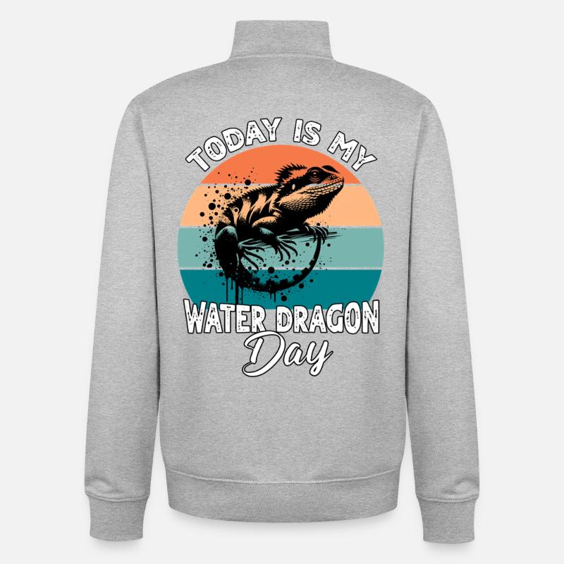 Dragon d’eau chinois - Sweat zippé unisexe en coton bio Stanley/Stella - gris chiné