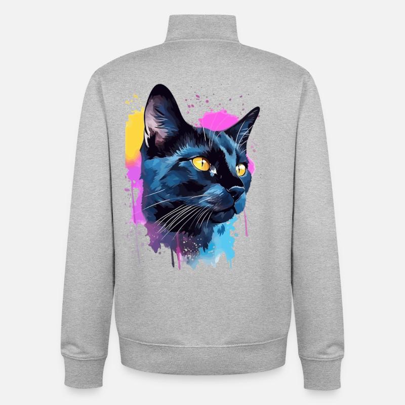 Bunte Bombay-Katzengesicht-Splash-Kunst - Unisex Organic Zip Sweatshirt von Stanley/Stella - Grau meliert