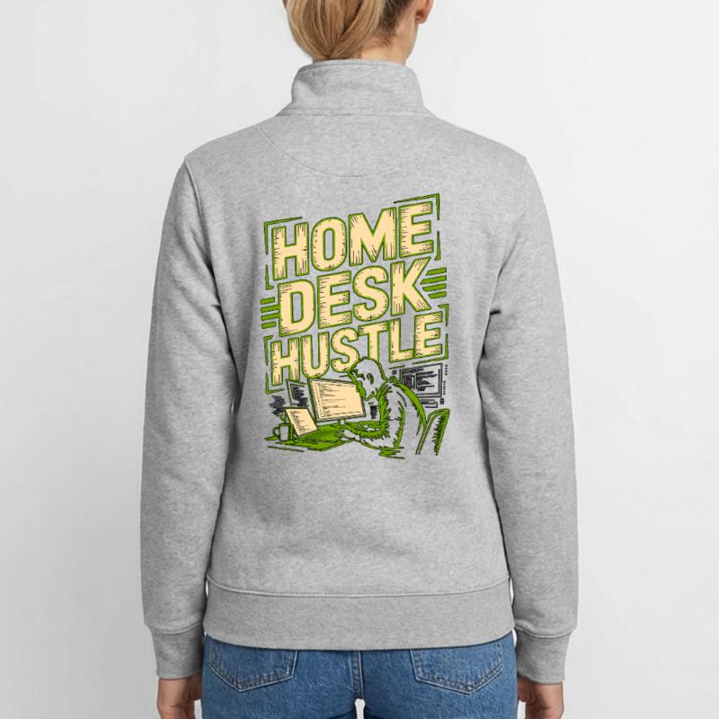 Remote Developer Home Desk Hustle Remote Coder Unisex Organic Zip Sweatshirt by Stanley/Stella