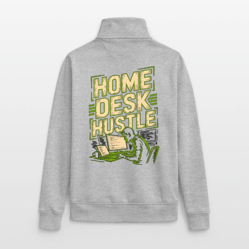 Remote Developer Home Desk Hustle Remote Coder Unisex Organic Zip Sweatshirt by Stanley/Stella