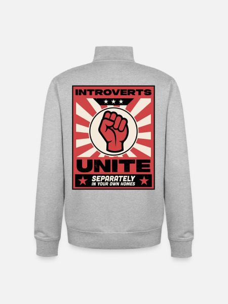 Introverts unite - Unisex Organic Zip Sweatshirt by Stanley/Stella - heather grey