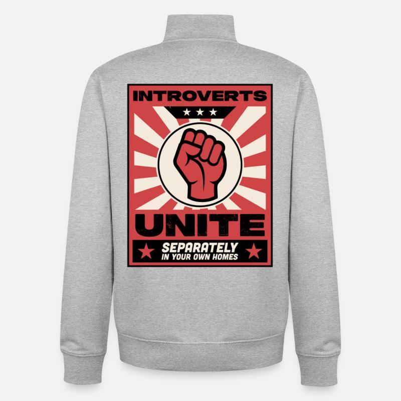 Introverts unite - Unisex Organic Zip Sweatshirt by Stanley/Stella - heather grey