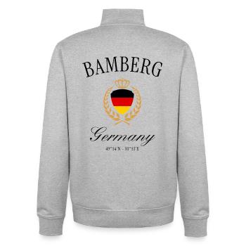 Bamberg Deutschland Wappen Krone – Reise Souvenir - Unisex Organic Zip Sweatshirt von Stanley/Stella - Grau meliert - Hinten - AI Model Male 185 light (185cm)