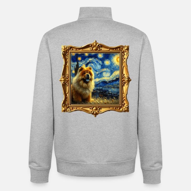 Chowchow Starry Night - Unisex Organic Zip Sweatshirt by Stanley/Stella - heather grey