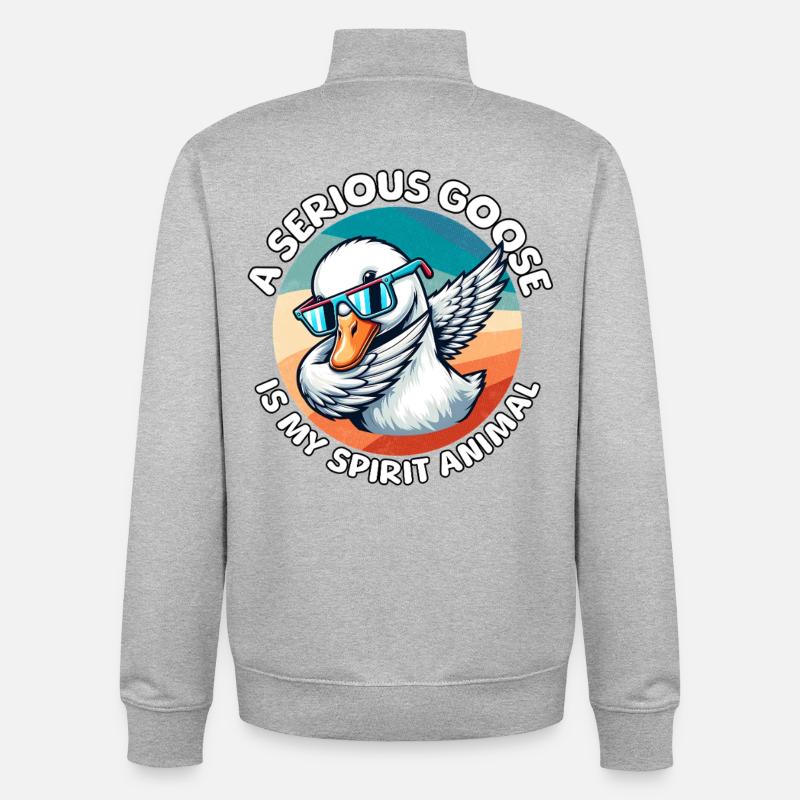 Lustige Gans Sprüche - Unisex Organic Zip Sweatshirt von Stanley/Stella - Grau meliert
