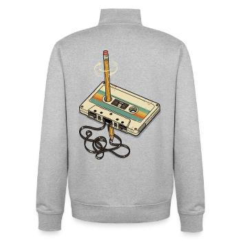 Cassette 90s Outfit 80s Party 90s Theme - Unisex Organic Zip Sweatshirt by Stanley/Stella - heather grey - Back - AI Model Male 185 light (185cm)