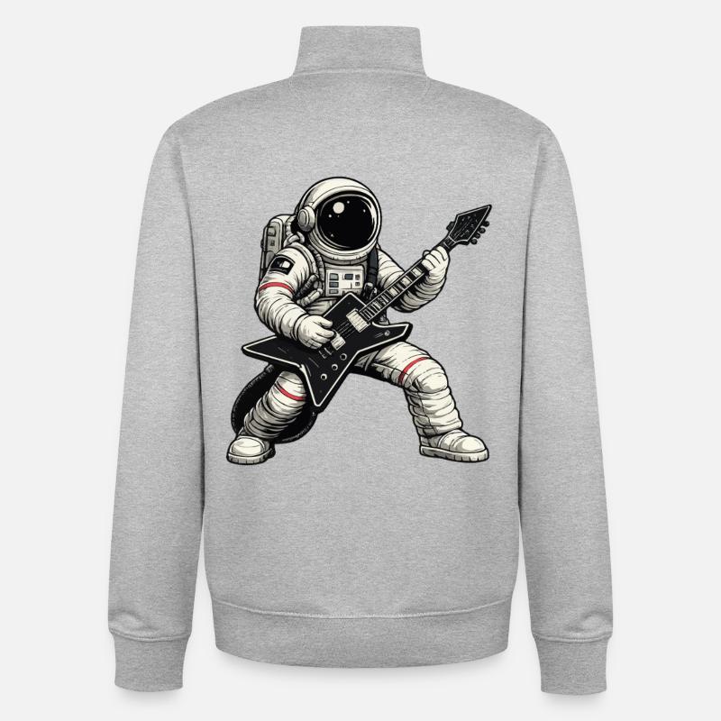 Guitariste astronaute - Sweat zippé unisexe en coton bio Stanley/Stella - gris chiné