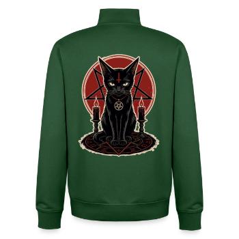 Schwarze Katze im Pentagramm - Unisex Organic Zip Sweatshirt von Stanley/Stella - Flaschengrün - Hinten - AI Model Male 185 dark (185cm)