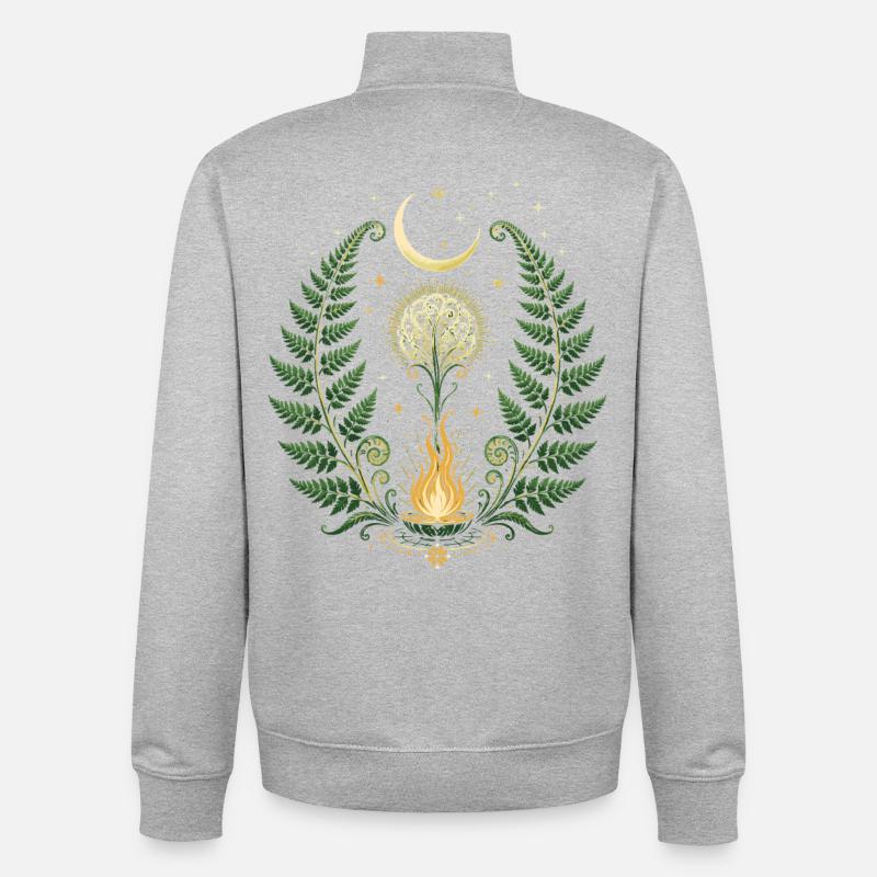 Fleur de fougère de Kupala - Sweat zippé unisexe en coton bio Stanley/Stella - gris chiné