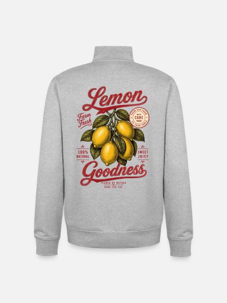 Zitronen Lemon Goodness Shirt - Unisex Organic Zip Sweatshirt by Stanley/Stella - heather grey