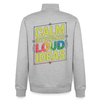 UX/UI Designer Calm Interfaces Loud Web Designer - Unisex Organic Zip Sweatshirt von Stanley/Stella - Grau meliert - Hinten - AI Model Male 185 light (185cm)