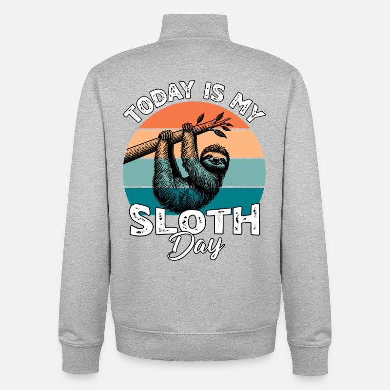 Faultier Sloth - Unisex Organic Zip Sweatshirt von Stanley/Stella - Grau meliert
