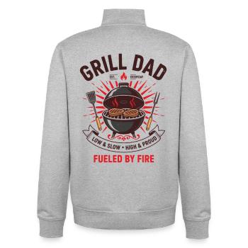 Grill Dad BBQ Vater Shirt - Unisex Organic Zip Sweatshirt von Stanley/Stella - Grau meliert - Hinten - AI Model Male 185 light (185cm)