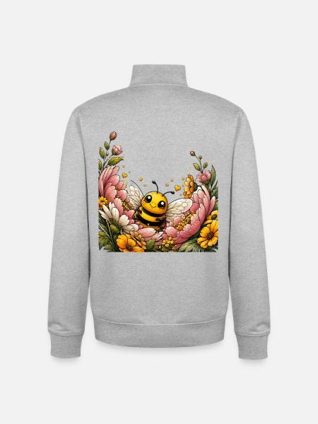 Bee Honey Beekeeper Honeycomb Bee Insect - Unisex Organic Zip Sweatshirt by Stanley/Stella - heather grey