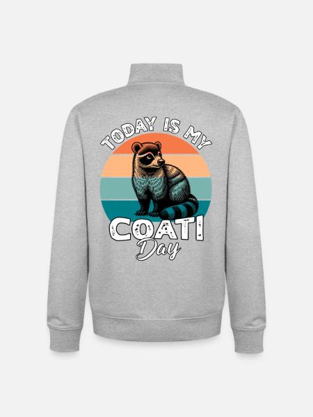 Nasenbär Coati - Sweat zippé unisexe en coton bio Stanley/Stella - gris chiné