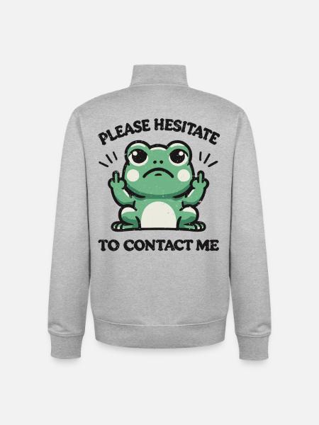 Please Hesitate To Contact Me - Unisex Organic Zip Sweatshirt by Stanley/Stella - heather grey