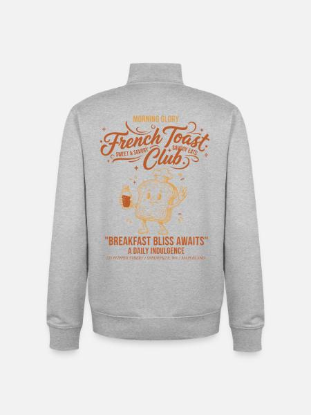 Breakfast Bliss Awaits Funny Brunch - Unisex Organic Zip Sweatshirt by Stanley/Stella - heather grey