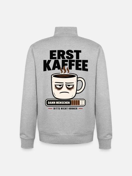 Erst Kaffee dann Menschen Morgenmuffel - Unisex Organic Zip Sweatshirt von Stanley/Stella - Grau meliert