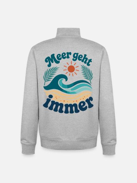 Sea Always Goes Waves Summer Vacation - Unisex Organic Zip Sweatshirt by Stanley/Stella - heather grey