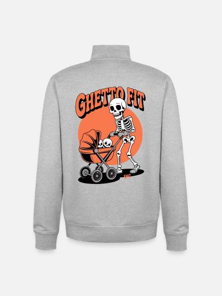 Poussette Ghetto Fit Skeleton - Sweat zippé unisexe en coton bio Stanley/Stella - gris chiné
