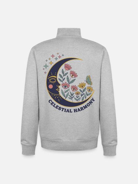 Spirituality Celestial Harmony Sacred Geometry - Unisex Organic Zip Sweatshirt by Stanley/Stella - heather grey