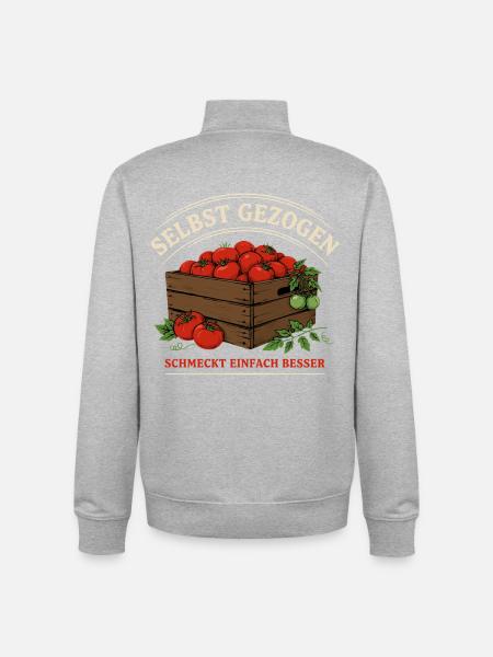Selbstgezogen Tomaten: Frische Genuss - Unisex Organic Zip Sweatshirt von Stanley/Stella - Grau meliert