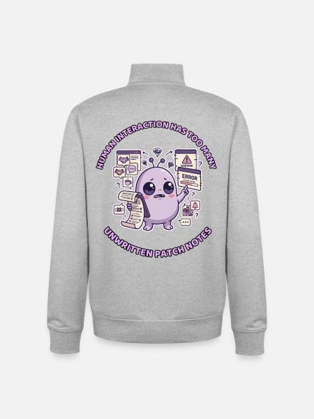Human Interaction hat zu viele Patchnotes - Unisex Organic Zip Sweatshirt von Stanley/Stella - Grau meliert