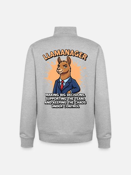 Llamanager Chef Schäff | Teamleiter | Manager CEO - Unisex Organic Zip Sweatshirt von Stanley/Stella - Grau meliert