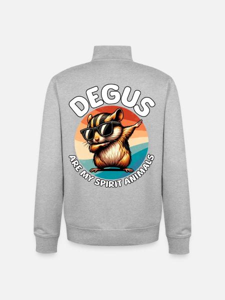 Funny Degu Sayings - Unisex Organic Zip Sweatshirt by Stanley/Stella - heather grey