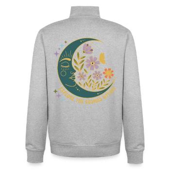 Spiritualität: Erkunde das Universum in der Meditation - Unisex Organic Zip Sweatshirt von Stanley/Stella - Grau meliert - Hinten - AI Model Male 185 light (185cm)