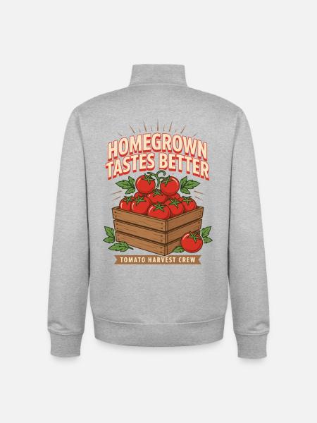 Homegrown Tastes Better Tomato Crew - Unisex Organic Zip Sweatshirt by Stanley/Stella - heather grey