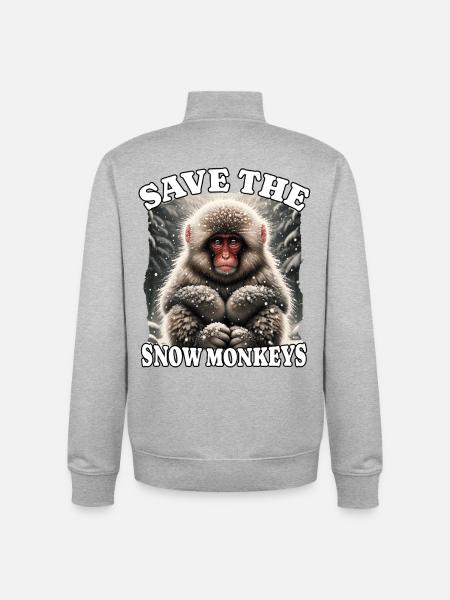 Schneeaffe Save Snow Monkey - Unisex Organic Zip Sweatshirt von Stanley/Stella - Grau meliert