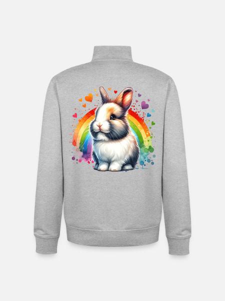 Zwergkaninchen Motiv - Unisex Organic Zip Sweatshirt von Stanley/Stella - Grau meliert