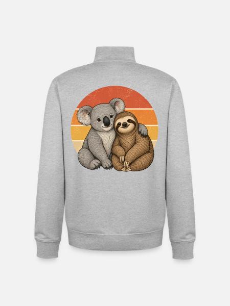 Koala und Faultier - Unisex Organic Zip Sweatshirt von Stanley/Stella - Grau meliert
