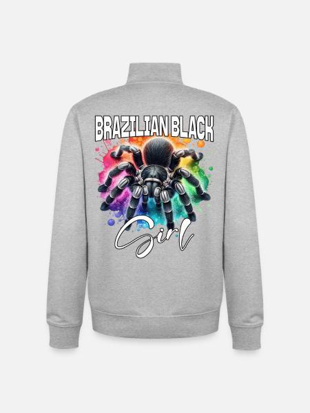 Black Tarantula Girl - Unisex Organic Zip Sweatshirt by Stanley/Stella - heather grey