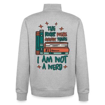 Books Worm - Unisex Organic Zip Sweatshirt by Stanley/Stella - heather grey - Back - AI Model Male 185 light (185cm)