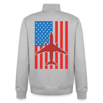 Aircraft USA Flag - Unisex Organic Zip Sweatshirt by Stanley/Stella - heather grey - Back - AI Model Male 185 light (185cm)
