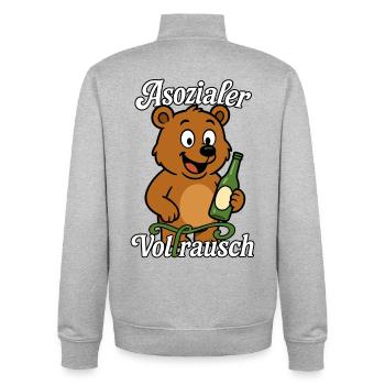 ASOZIALER VOLLRAUSCH - Unisex Organic Zip Sweatshirt von Stanley/Stella - Grau meliert - Hinten - AI Model Male 185 light (185cm)