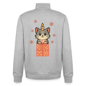 Cat Domestic Cat Fur Nose Christmas - Unisex Organic Zip Sweatshirt by Stanley/Stella - heather grey - Back - AI Model Male 185 light (185cm)