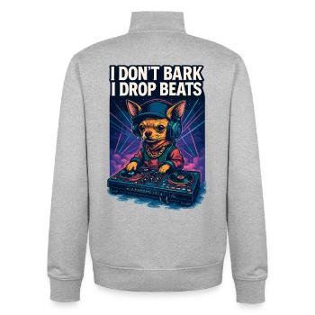 Chihuahua DJ: I Don't Bark, I Drop Beats Design - Unisex Organic Zip Sweatshirt von Stanley/Stella - Grau meliert - Hinten - AI Model Male 185 light (185cm)