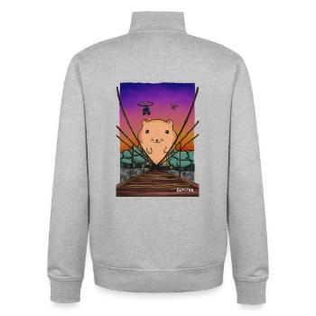 War Hamster - Unisex Organic Zip Sweatshirt by Stanley/Stella - heather grey - Back - AI Model Male 185 light (185cm)