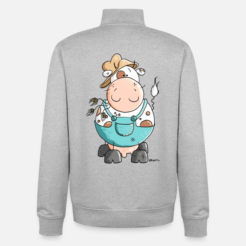 Bauer Ewald - Kuh - Bauernhof - Unisex Organic Zip Sweatshirt von Stanley/Stella - Grau meliert