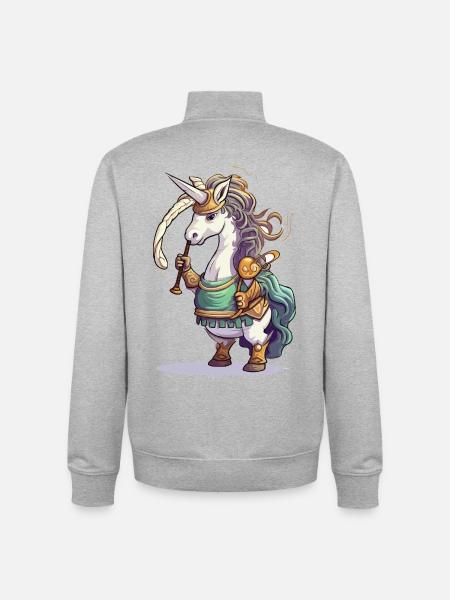 Unicornenkrieger Dudelsack - Unisex Organic Zip Sweatshirt von Stanley/Stella - Grau meliert