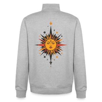 Sonnenstern Talisman Muster Sonne Mond Sterne - Unisex Organic Zip Sweatshirt von Stanley/Stella - Grau meliert - Hinten - AI Model Male 185 light (185cm)