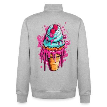 Gâteau glacé coloré aux fruits - Sweat zippé unisexe en coton bio Stanley/Stella - gris chiné - Dos - AI Model Male 185 light (185cm)