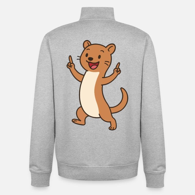 Joyeux bébé belette avec breloque - Sweat zippé unisexe en coton bio Stanley/Stella - gris chiné