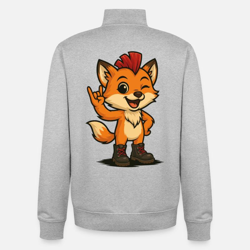 Fuchs mit Punk-Power - Unisex Organic Zip Sweatshirt von Stanley/Stella - Grau meliert